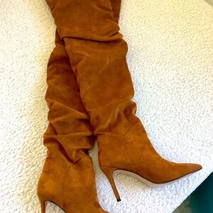 Over-the-knee faux suede slouch boots 6
